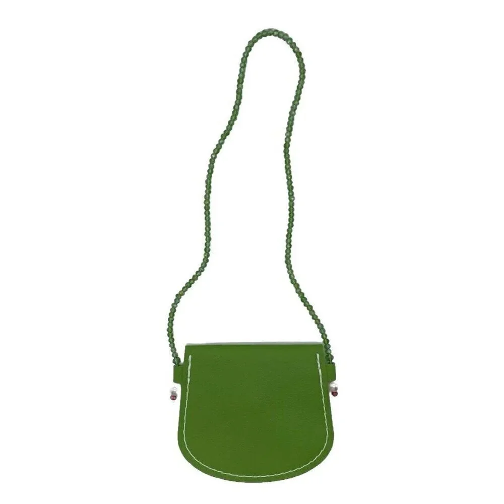 Christmas Little Girl Handbag Youth Santa Theme 5.5 In Holiday Green Red Print